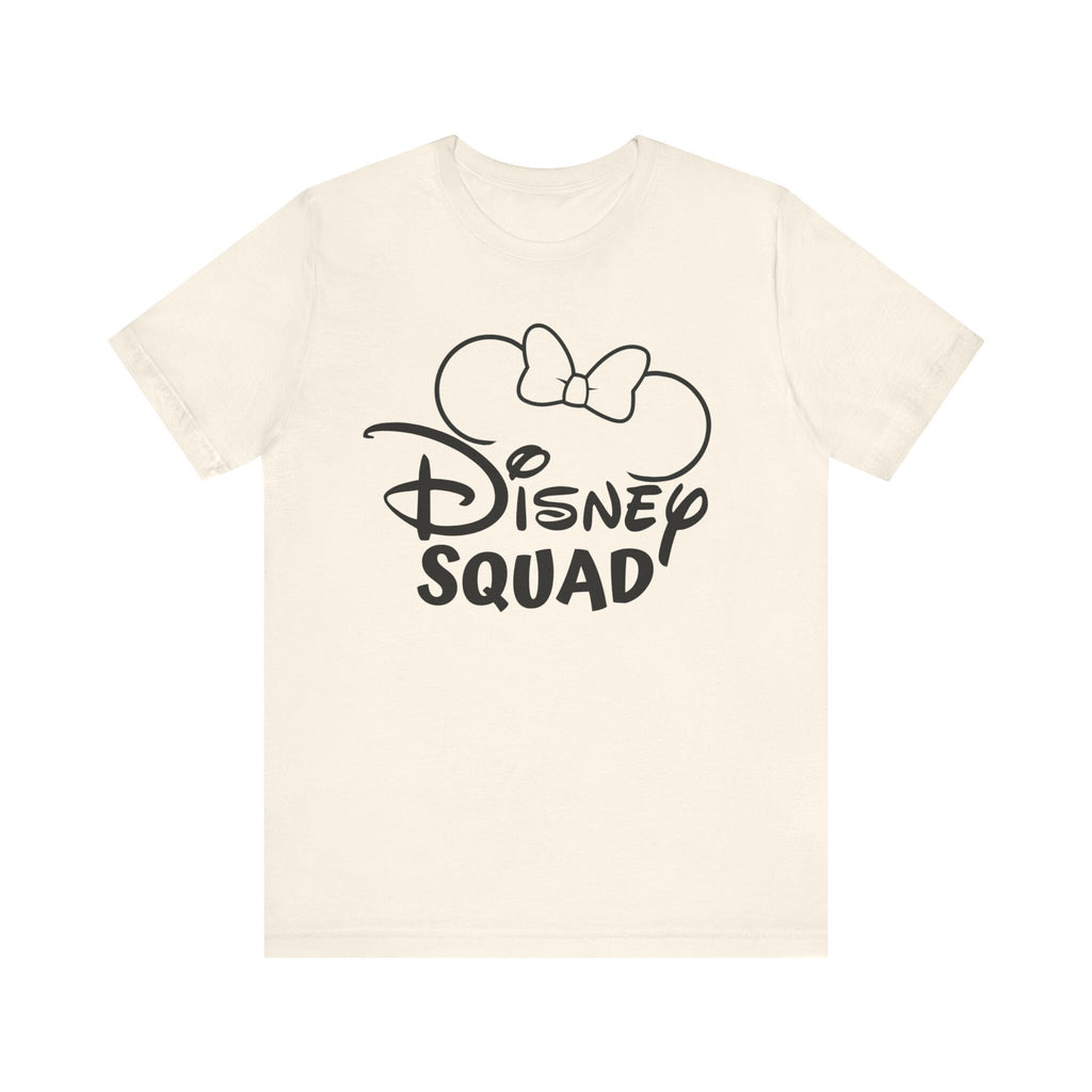 Girls, Women's "Disney Squad" Unisex Fit Jersey Short Sleeve Tee In The Color Natural