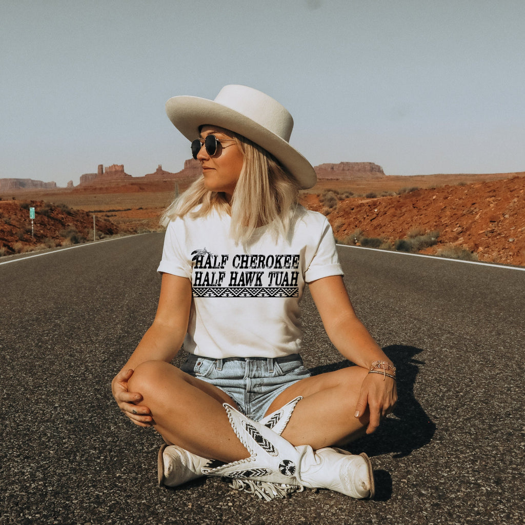 Women's "Half Cherokee Half Hawk Tuah" FREE EXPRESS SHIPPING! Unisex Fit Jersey Short Sleeve Tee