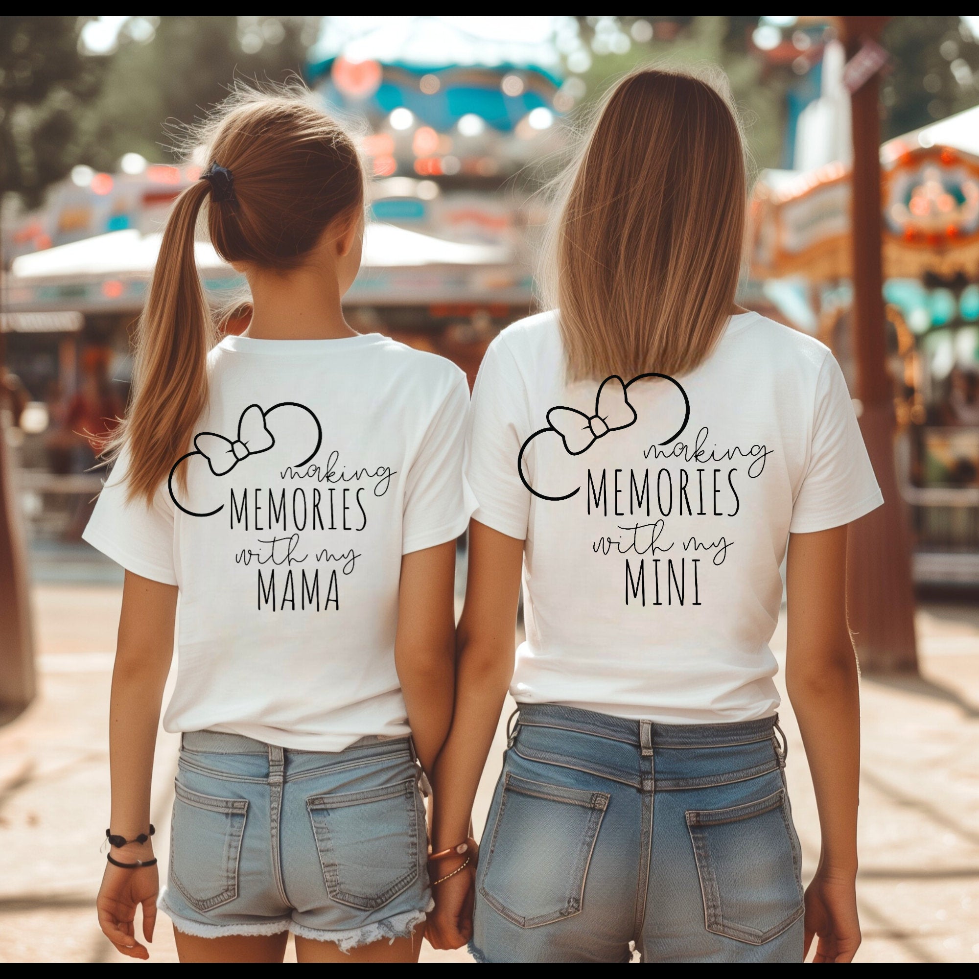 Mommy & Mini, Mom And Me - "Making Memories With My Mini" And "Mama" On Back, Minnie Mouse On Front. Matching Disney Shirts