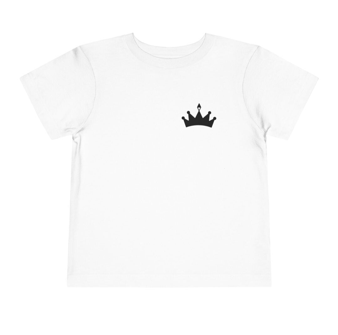Toddler Girls "Look Like A Princess Fight Like A Jedi" On Back, Crown On Front, Short Sleeve Tee