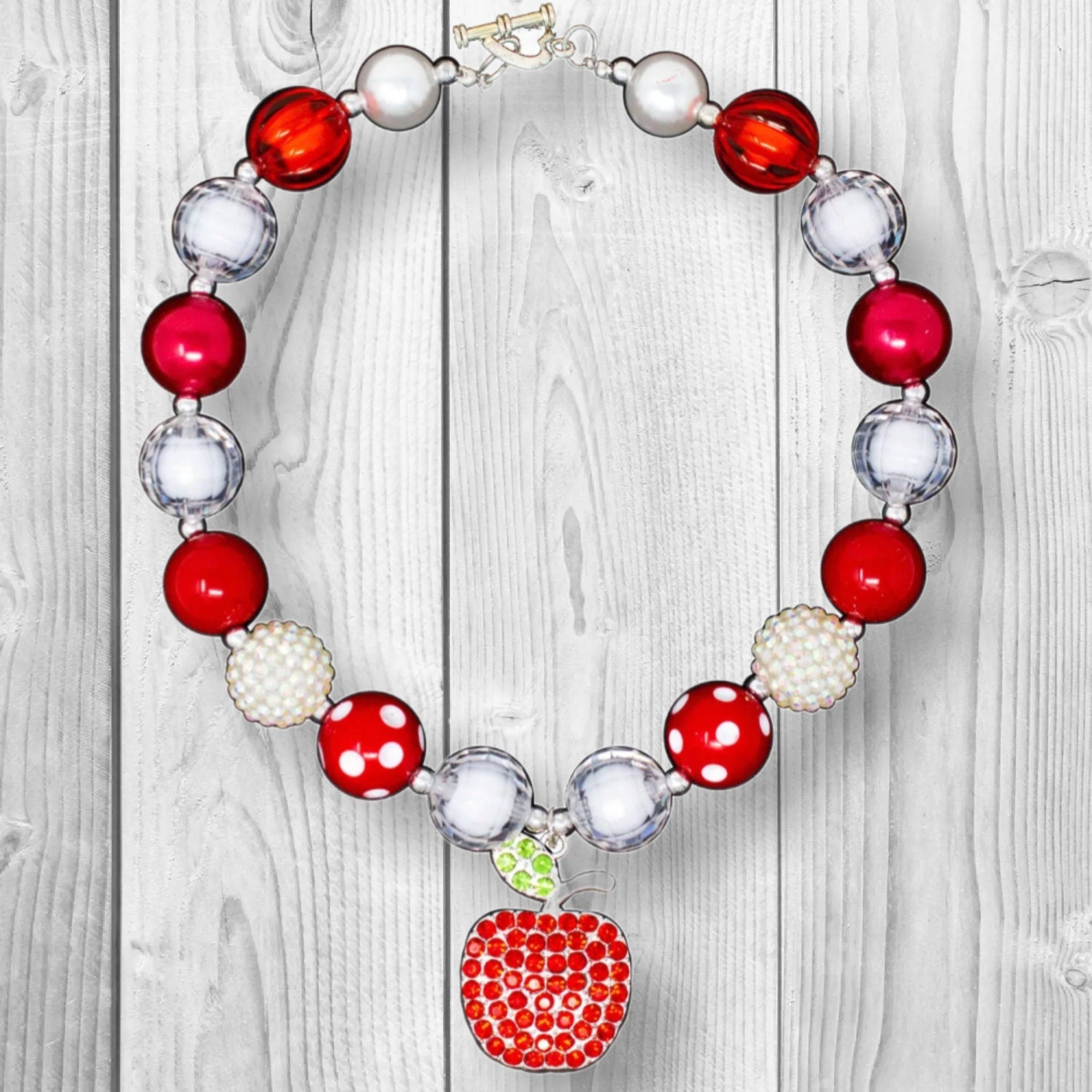 RESTOCKED! Apple Bubblegum Necklace, Back To School, First Day Of School, Apple Jewelry, Children's Necklace, Cute School Accessory, Pre-K