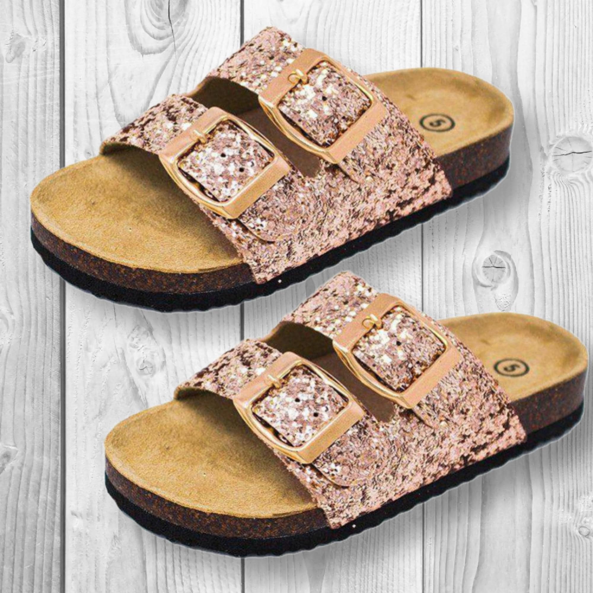 Girls/Toddler Glitter Sandals - Rose Gold