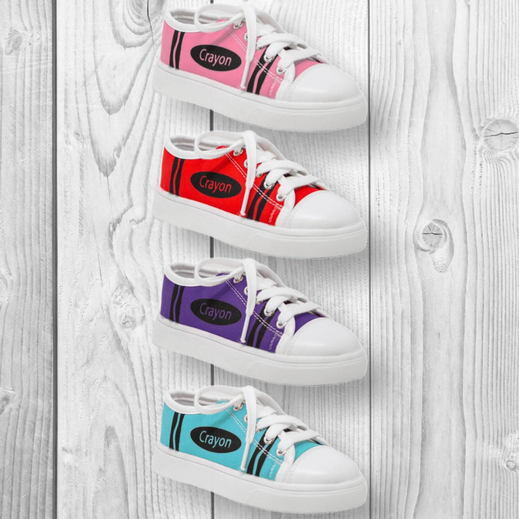 RESTOCKED! Girls/Toddler Crayon Sneakers - Pink, Red & NEW COLORS Purple And Blue! Back To School Shoes, Boutique, 1st Day Of School