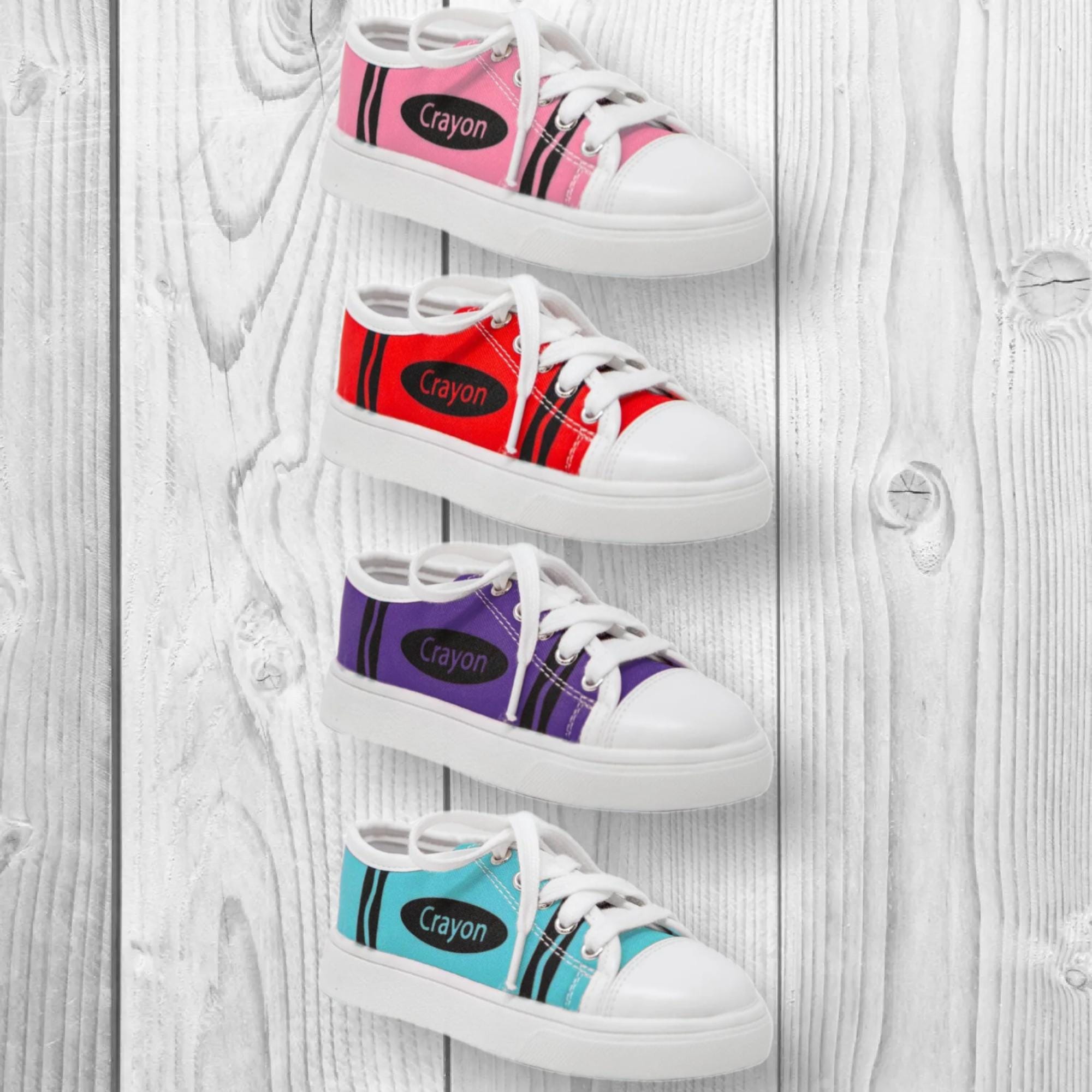 RESTOCKED! Girls/Toddler Crayon Sneakers - Pink, Red & NEW COLORS Purple And Blue! Back To School Shoes, Boutique, 1st Day Of School
