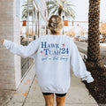Men's Women's Unisex Fit "Hawk Tuah '24 Spit On That Thang" On Back & Front Corner, Heavy Blend™ Crewneck Sweatshirt In The Color Ash