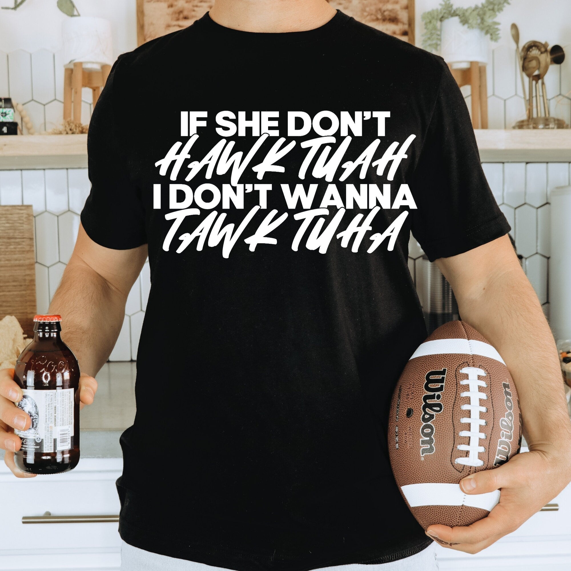 Men's "If She Don't Hawk Tuah I Don't Wanna Tawk Tuha" FREE EXPRESS SHIPPING! Jersey Short Sleeve Tee