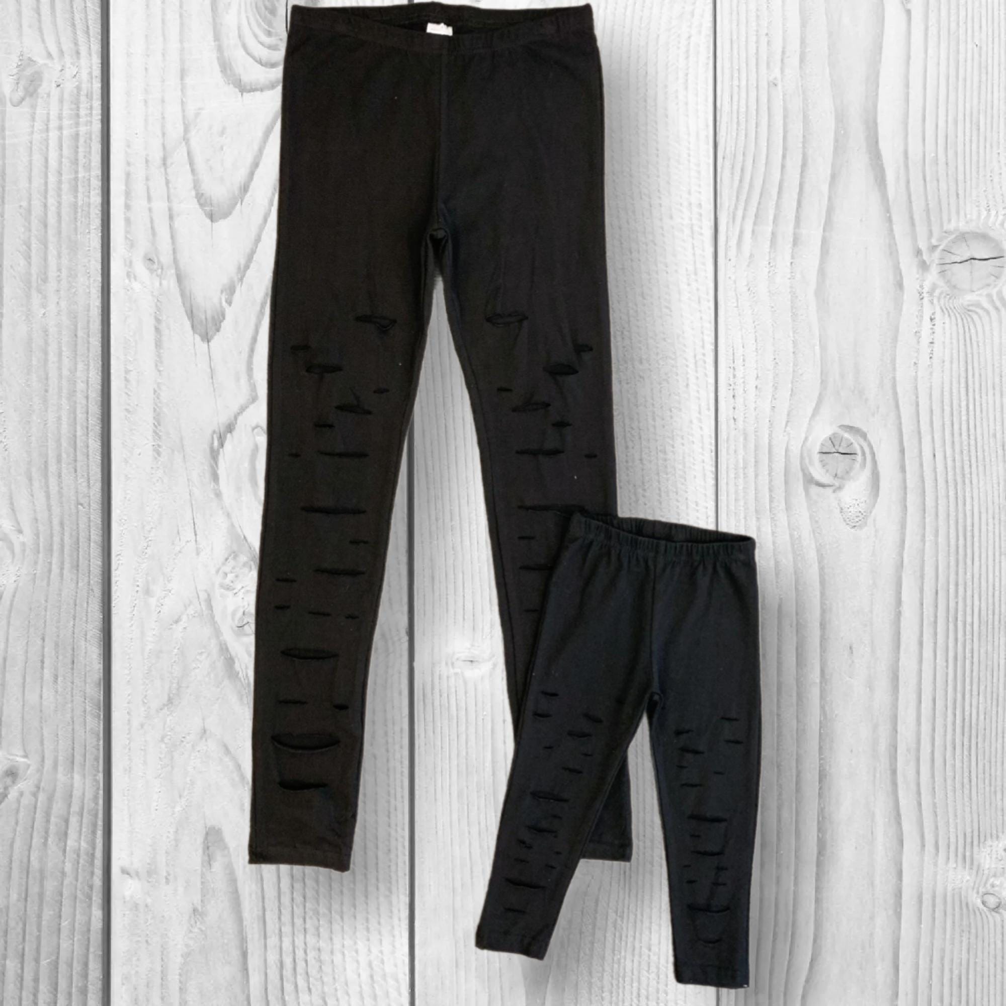 RESTOCKED! Mommy & Mini Black Distressed Leggings