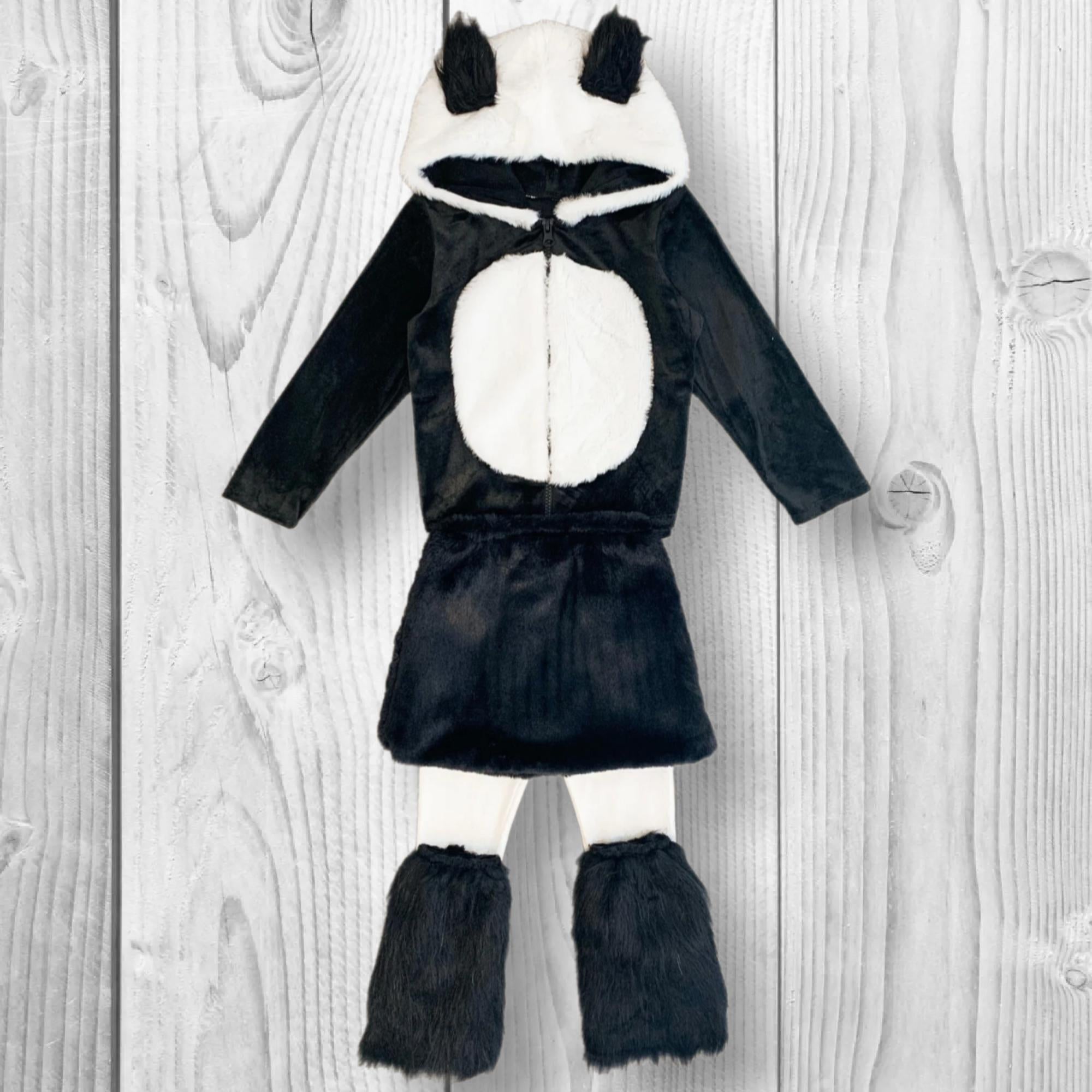 RESTOCKED! Girls/Toddler/Tween/Teen Panda Bear Costume - 3 Piece Set, Panda Zip Jacket, Faux Fur Skirt & Faux Fur Legwarmers, Kid, Dress Up