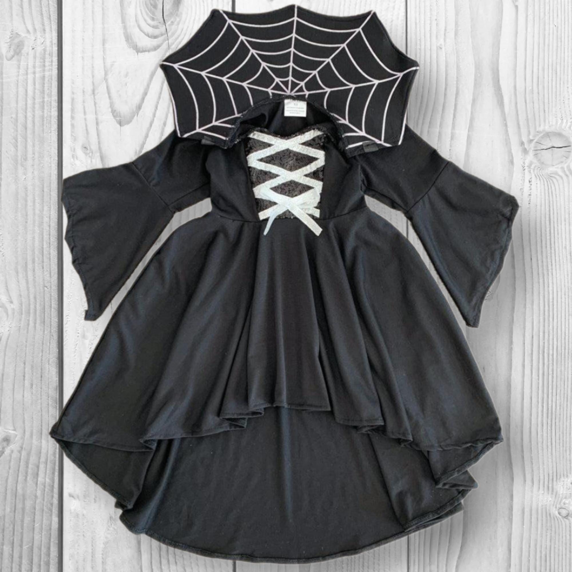 RESTOCKED! Girls/Toddler Vampire Queen Costume, Dress & Vampire Collar Complete Halloween Costume Outfit, Fancy Black Vampire Costume