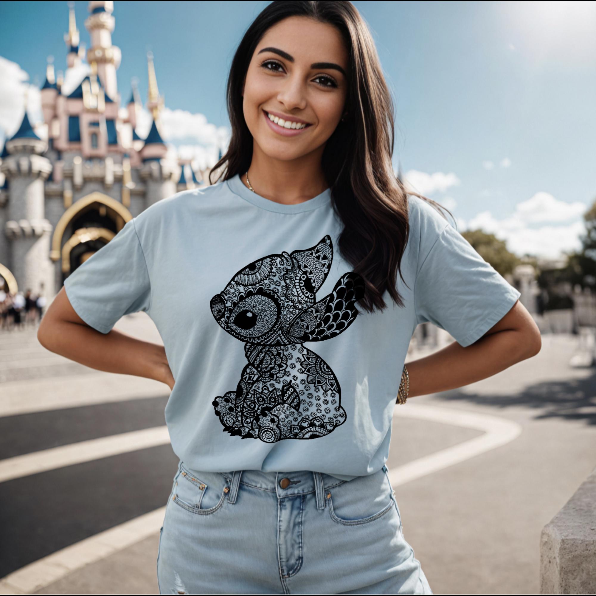 Disneyland Stitch Light Blue Unisex Tee, T-Shirt for Adults, Cute Character Shirt, Theme Park Outfit, Vacation Apparel