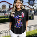 Stitch, Women's, Men's, Unisex Fit Heavy Cotton Tee In The Color Black, FREE EXPRESS SHIPPING!