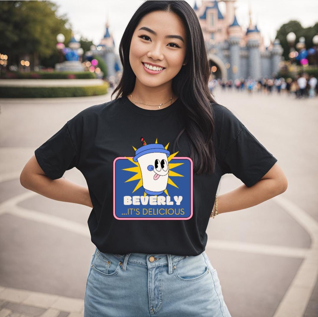 Disney World "Beverly It's Delicious" Unisex Tee Shirt for Epcot Food and Wine Festival, Funny Black Shirt
