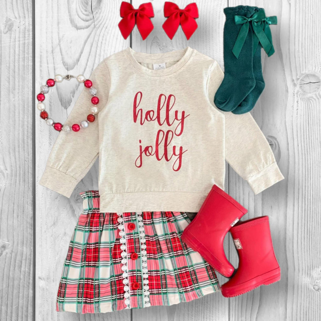 RESTOCKED! Girls/Toddler/Baby "Holly Jolly" Green Sweater Skirt Set, 6-12 Months 12-18 Months 2T 3T 4T 5 6 7 8 10 12 14 16, Christmas
