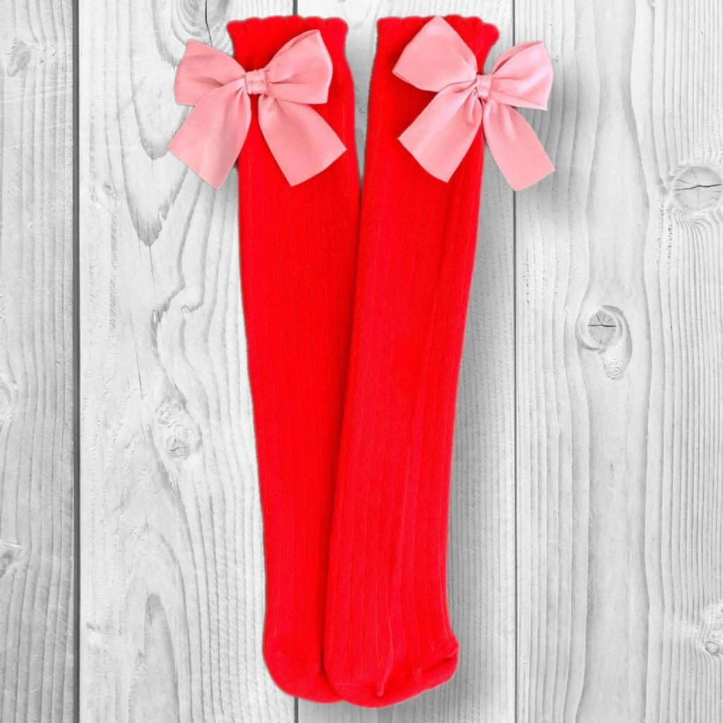 RESTOCKED! Girls/Toddler Red & Pink Bow Socks