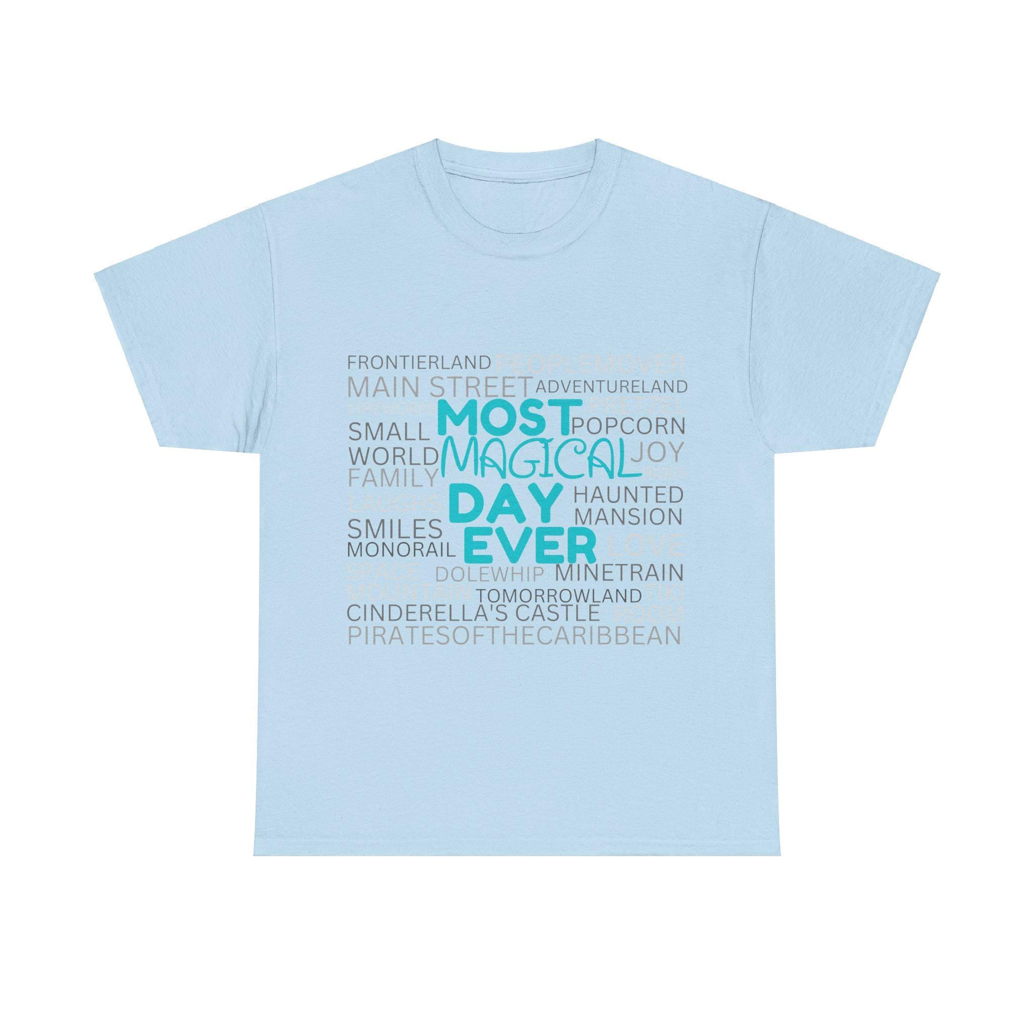 Most Magical Day Ever Disneyland Disney World Unisex Tee, Matching Family Vacation Shirts, Black Light Blue Pink, Matching Disney Shirts,