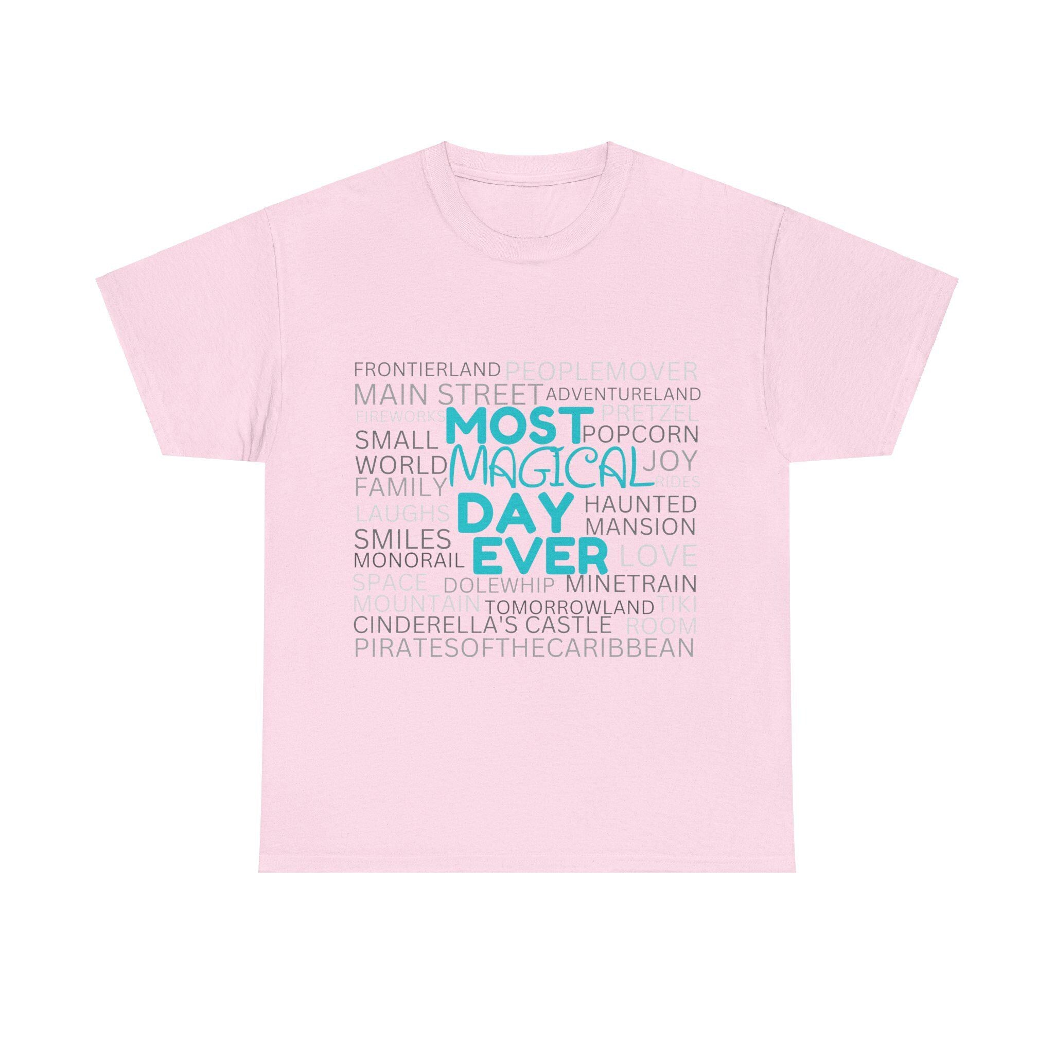 Most Magical Day Ever Disneyland Disney World Unisex Tee, Matching Family Vacation Shirts, Black Light Blue Pink, Matching Disney Shirts,