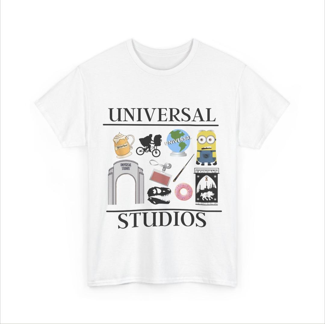 Universal Studios White Unisex Fit Tee, Vacation Shirt, Theme Park Graphic Top,  Travel Tshirt, Movie Fan Gift