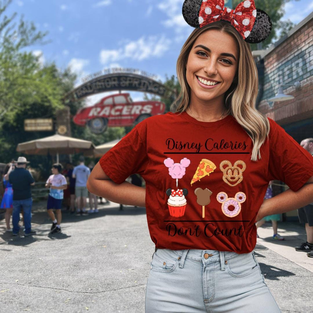 Matching Disneyland Disney World Unisex Tee - Disney Calories Don't Count - Funny Humorous Shirt, Gift for Theme Park Lovers
