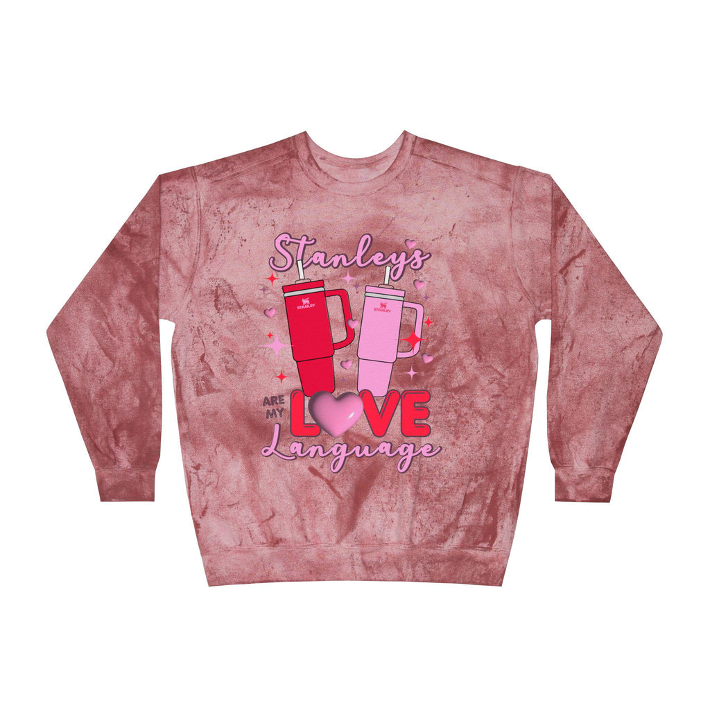 Stanley Love Language Sweatshirt, Valentine's Day Sweatshirt, Stanley Cup Lover Gift, Comfort Colors 1545, Unisex Fit Graphic Crewneck, Pink
