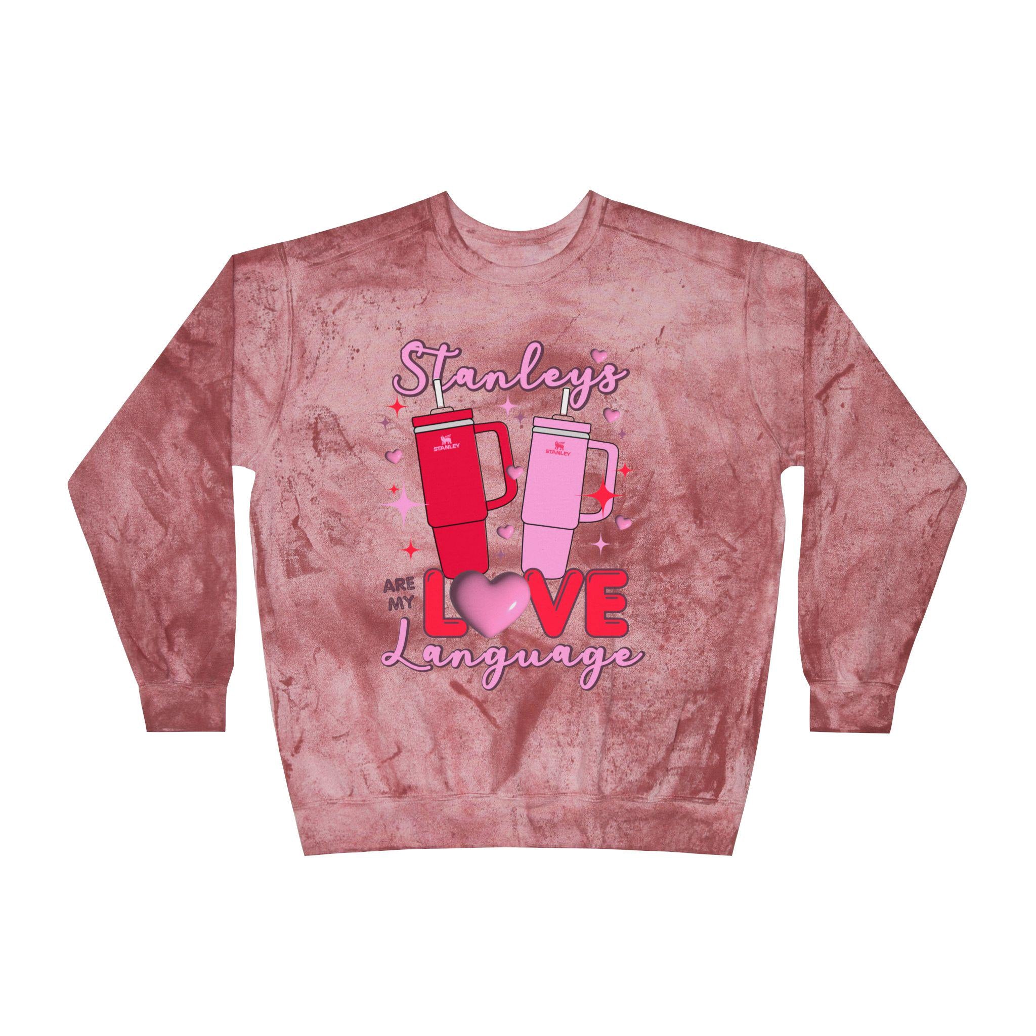 Stanley Love Language Sweatshirt, Valentine's Day Sweatshirt, Stanley Cup Lover Gift, Comfort Colors 1545, Unisex Fit Graphic Crewneck, Pink