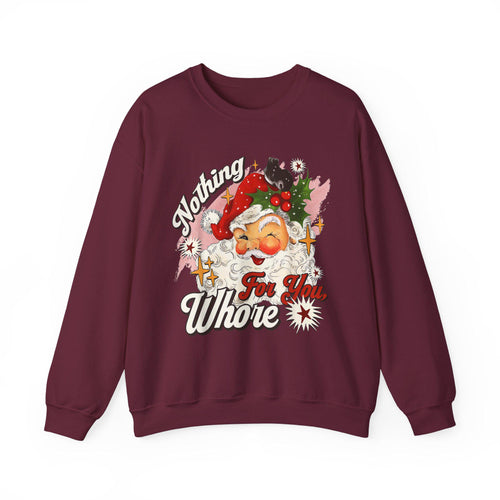 Funny Christmas Sweater Unisex Fit Sweatshirt - Inappropriate Humorous Holiday Maroon Jumper, Gifts for Her, Xmas Party Apparel