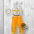 RESTOCKED! Girls/Toddler/Baby Sunflower Floral Lace Pant Set, 6 12 18 Months 2T 3T 4T 5 6 7 8 10 12 14, Outfit Boutique Crochet Lace Yellow