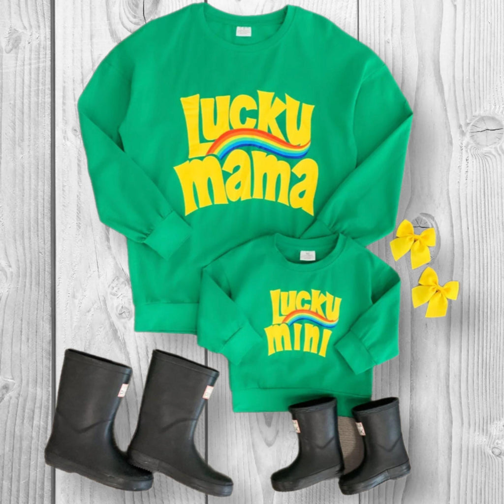 RESTOCKED! Mommy & Mini "Lucky Mama And Mini" Top, Matching Shirts Mommy And Me Boutique, St Patrick's Day Green Long Sleeve, Mom and Me
