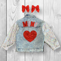 Girls/Toddler/Baby "Mini" Sequin Heart Denim Jacket