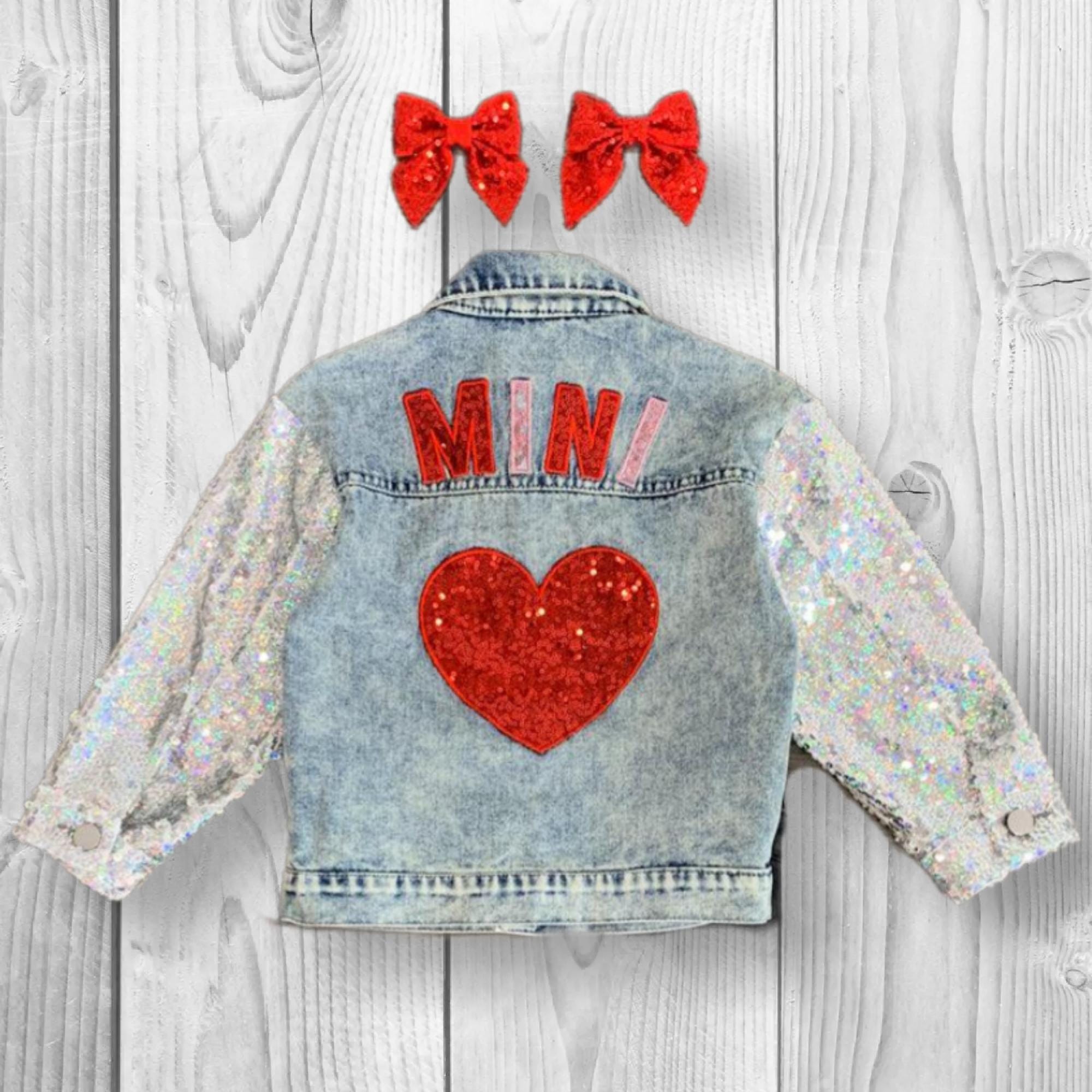 Girls/Toddler/Baby "Mini" Sequin Heart Denim Jacket