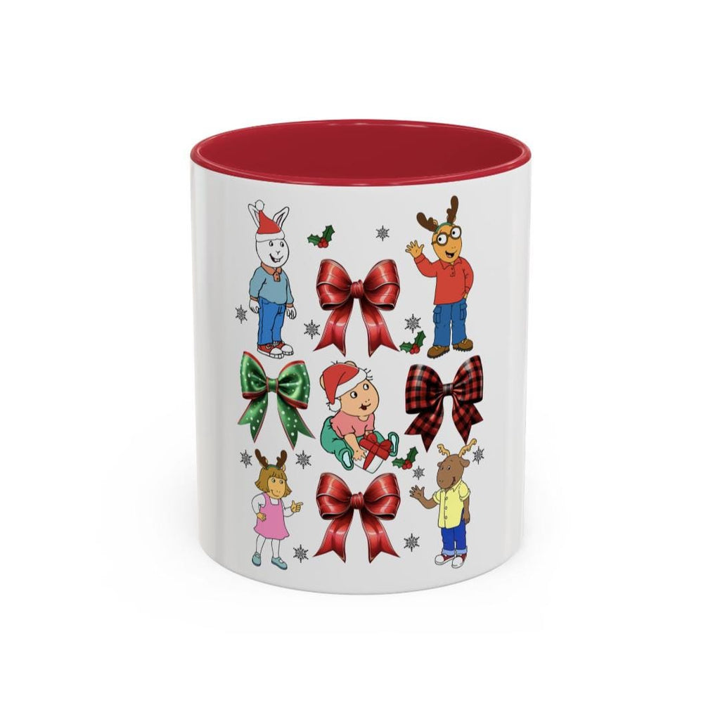 Cute Christmas Mug, Holiday Bow Design, Festive Coffee Cup, Xmas Gift Idea, Arthur  Inspired, Colorful Mug, 11oz, Tea