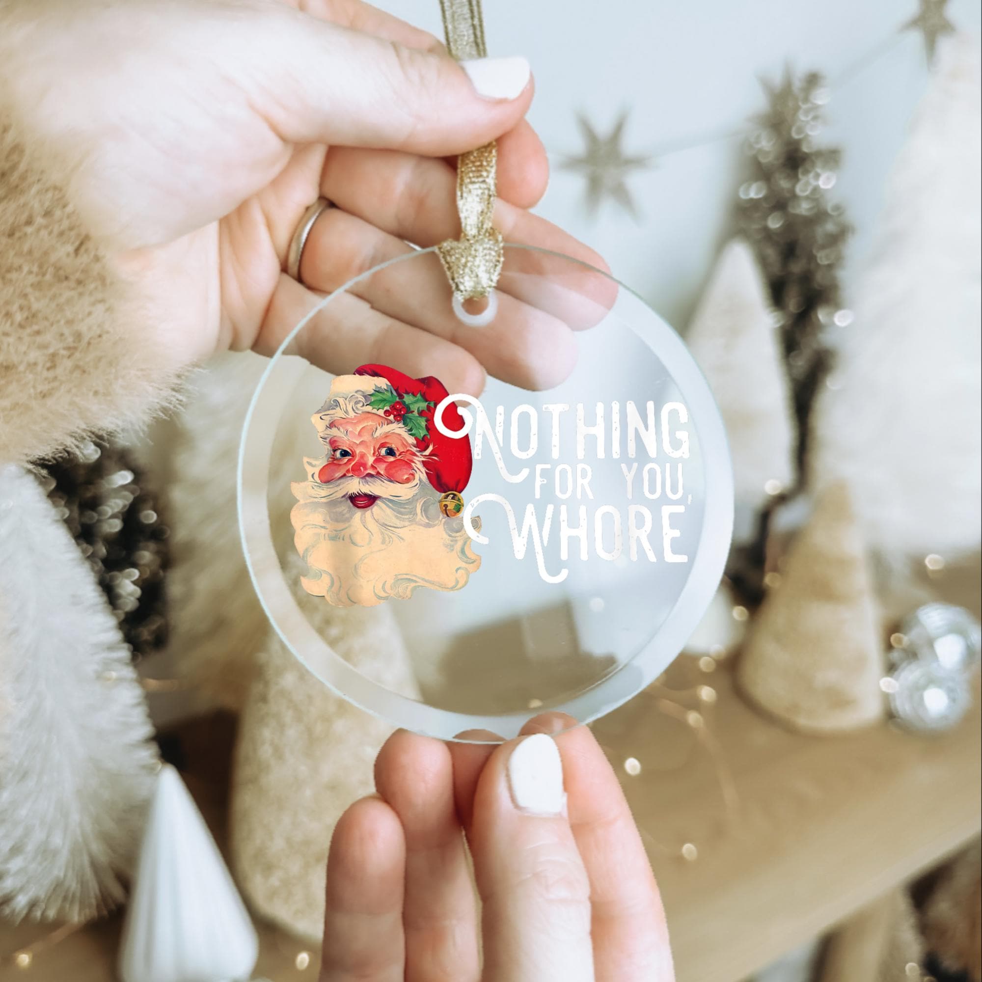 Christmas Acrylic Ornament, Inappropriate White Elephant Gift, Funny Holiday Decoration, Custom Ornament, Gag Christmas Decor