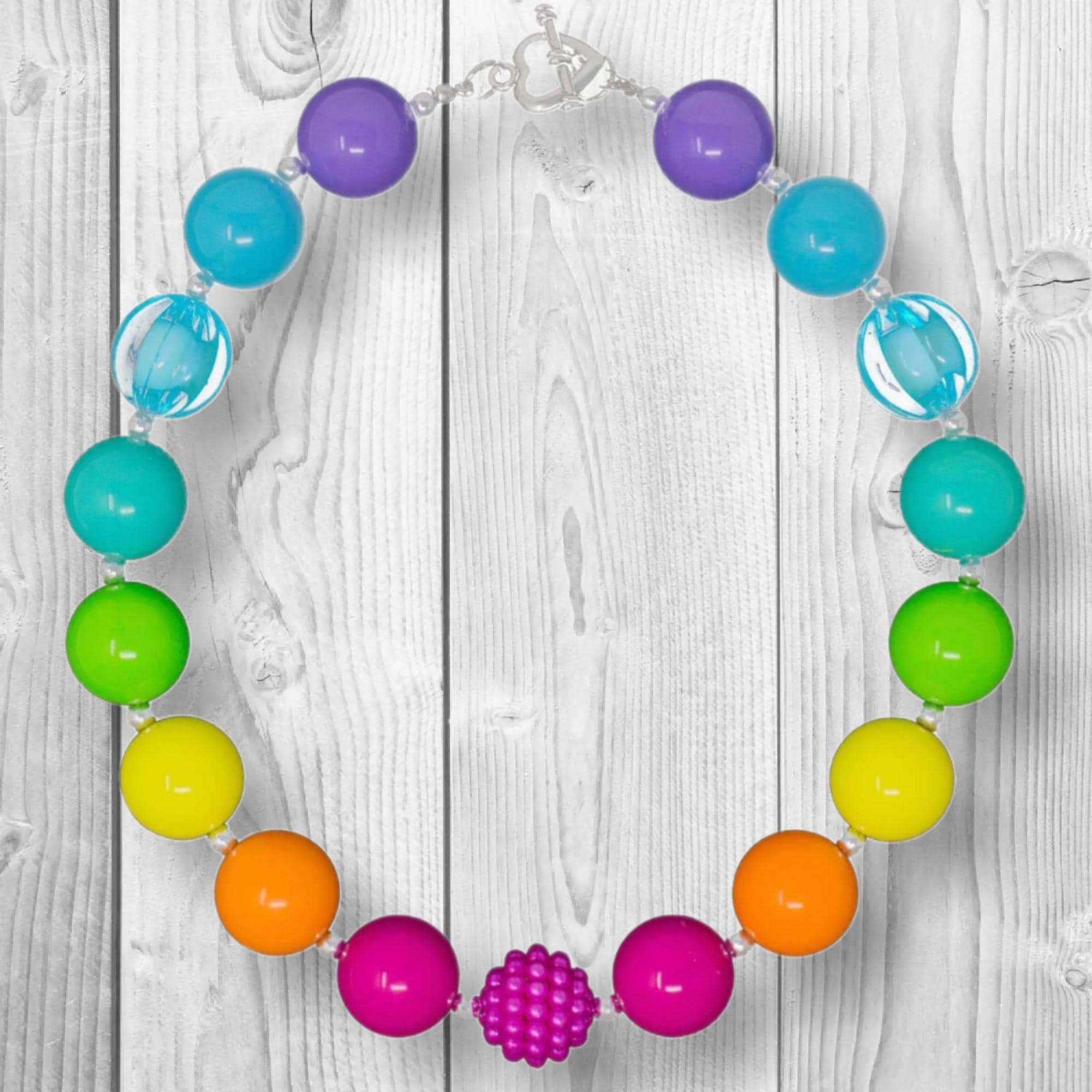 RESTOCKED! Girls/Toddler/Baby Bright Rainbow Bubble Gum Necklace