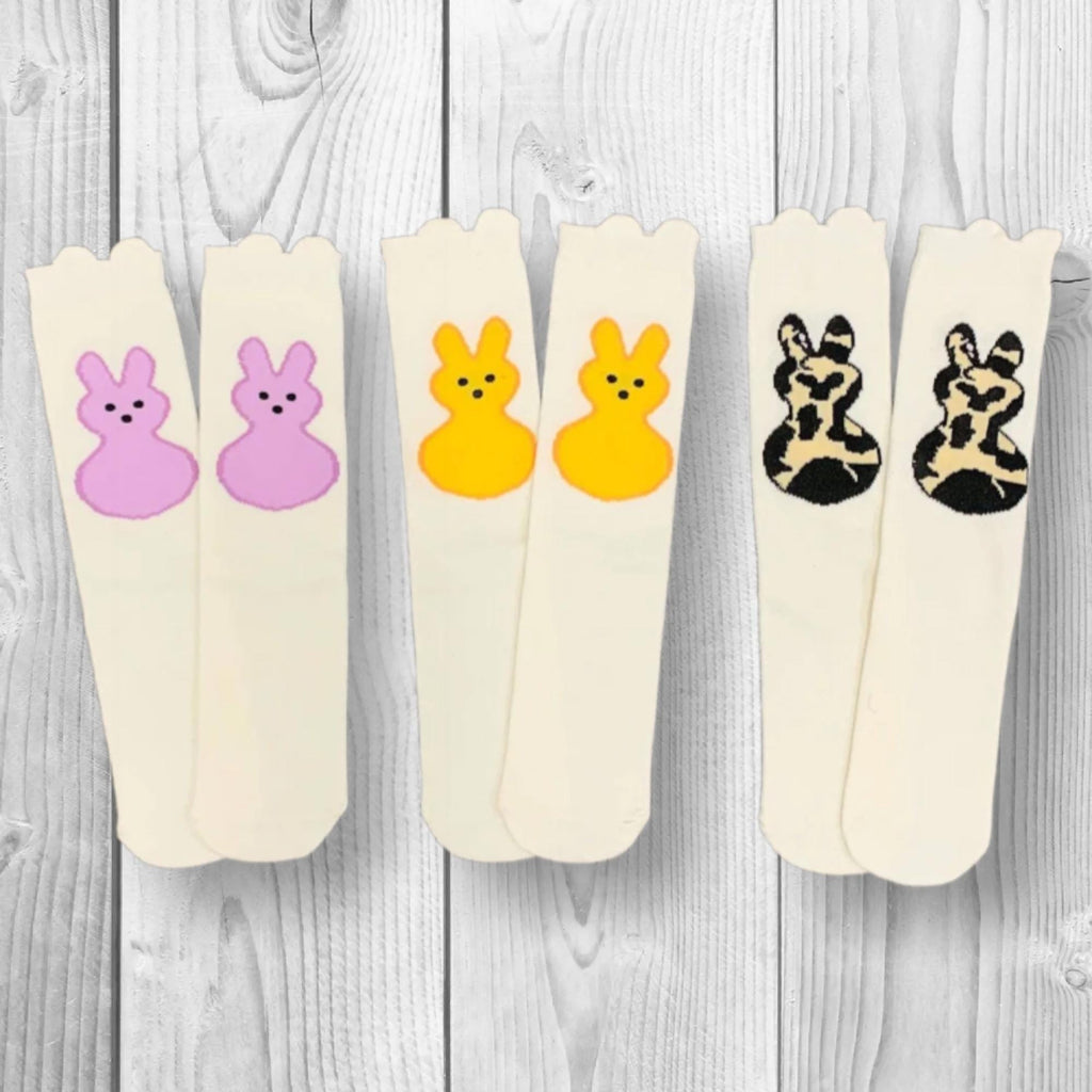 Girls/Toddler Easter Spring Socks, Peep Bunny Socks, Purple, Yellow Or Cheetah!
