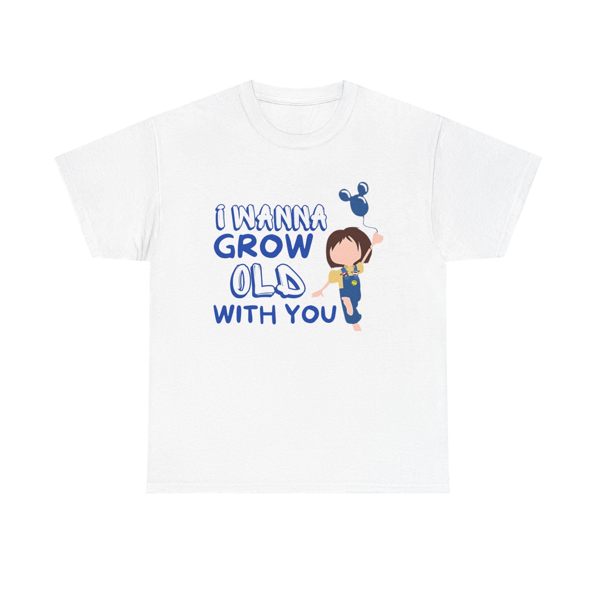 Disneyland Matching Couple Tees, Unisex Fit Heavy Cotton T-Shirt I Wanna Grow Old with You, Disney World Movie Up, Couples Gift, Matching