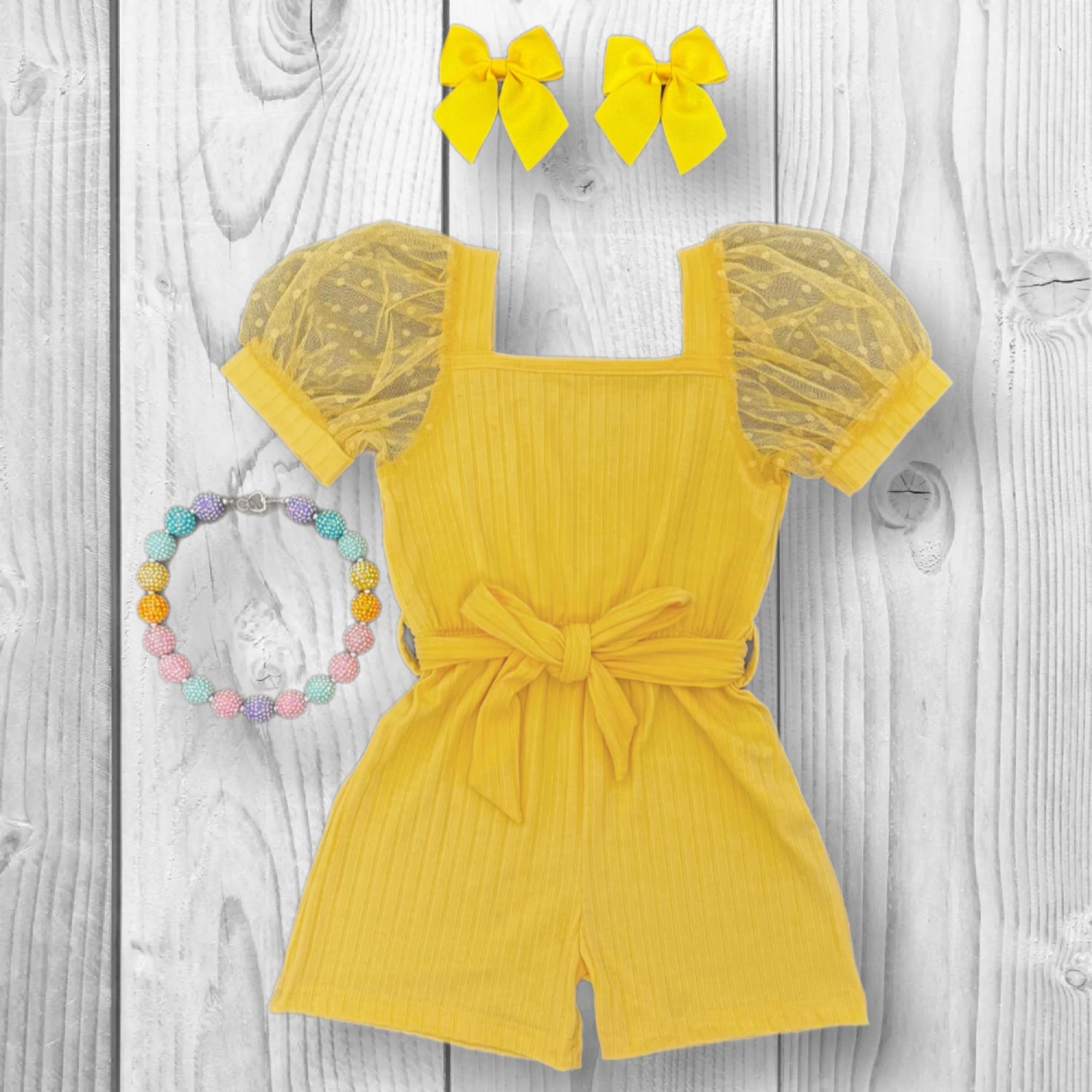 Girls/Toddler/Baby Polka Dot Tulle Puff Sleeve Romper, Mint, Pink, Lavender, Hot Pink Or Yellow, Easter Outfit