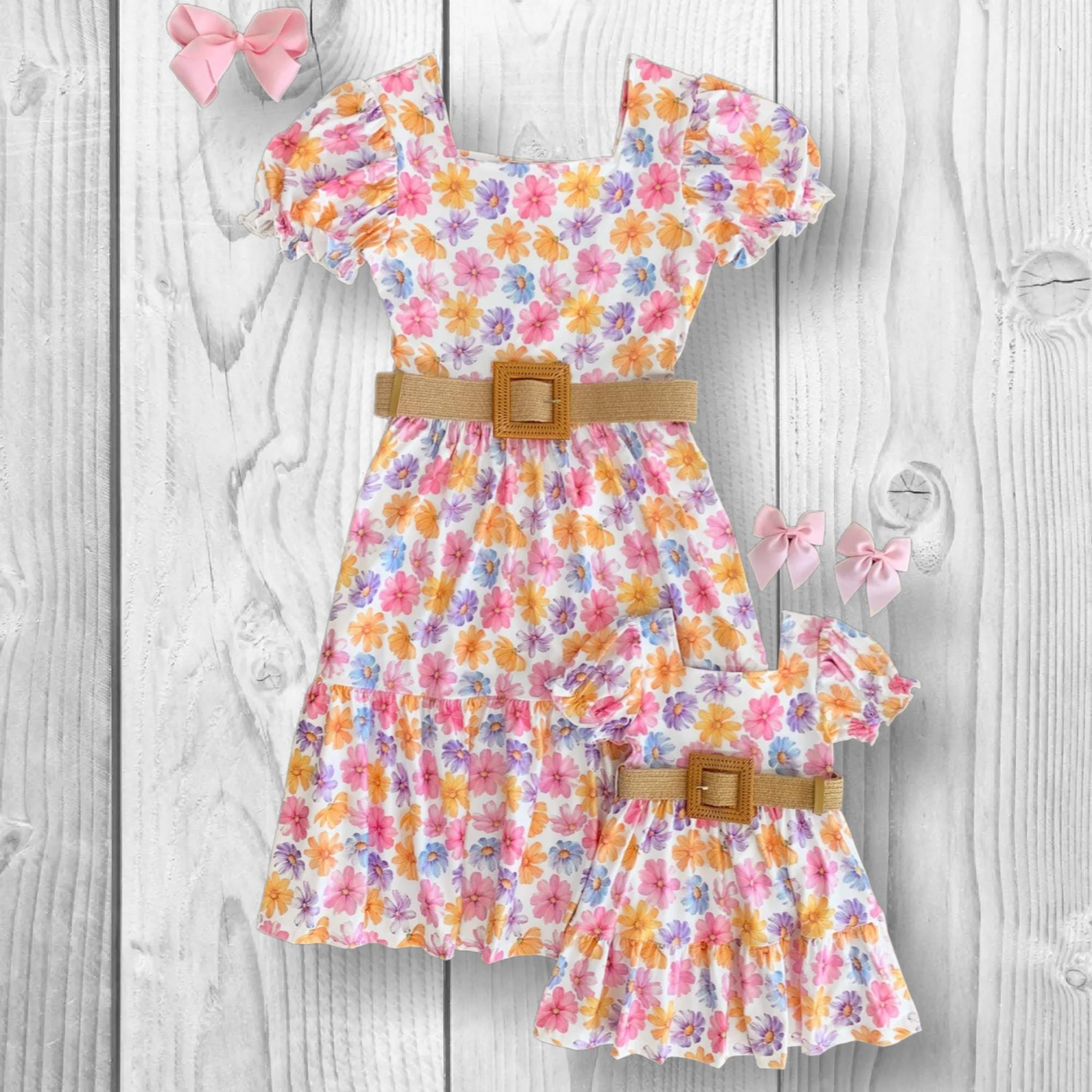 RESTOCKED! Mommy & Mini Colorful Daisy Dress, Mom Me Boutique, Coordinating, Matching Dresses, Mother's Day, Puff Sleeves, Easter Spring