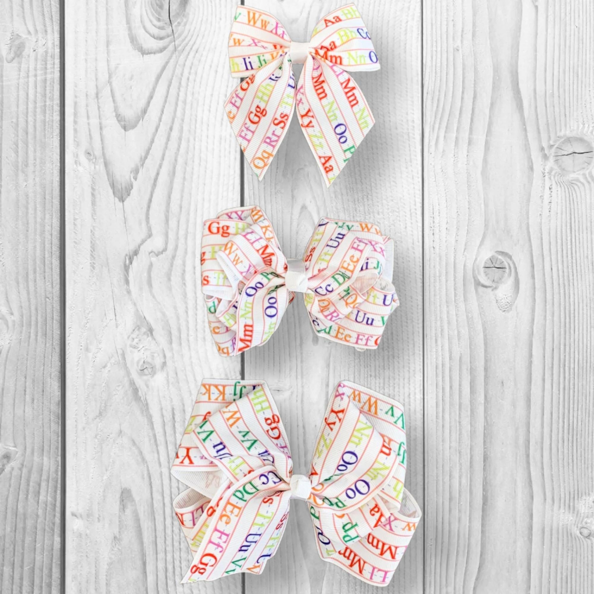 RESTOCKED! Alphabet Bows, Back To School, Hair Boutique Girls Toddler/Infant, First Day Of School Bows, Pre-K, Preschool, Kindergarten