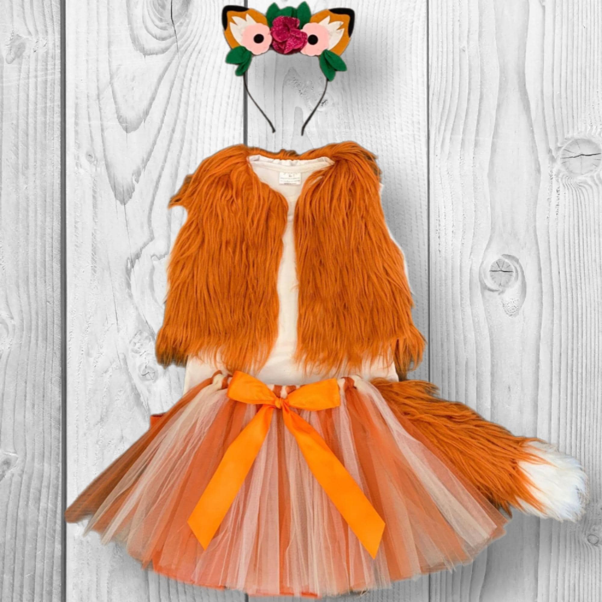 RESTOCKED! Girls/Toddler Fuzzy Fox Costume - 4 Piece Set