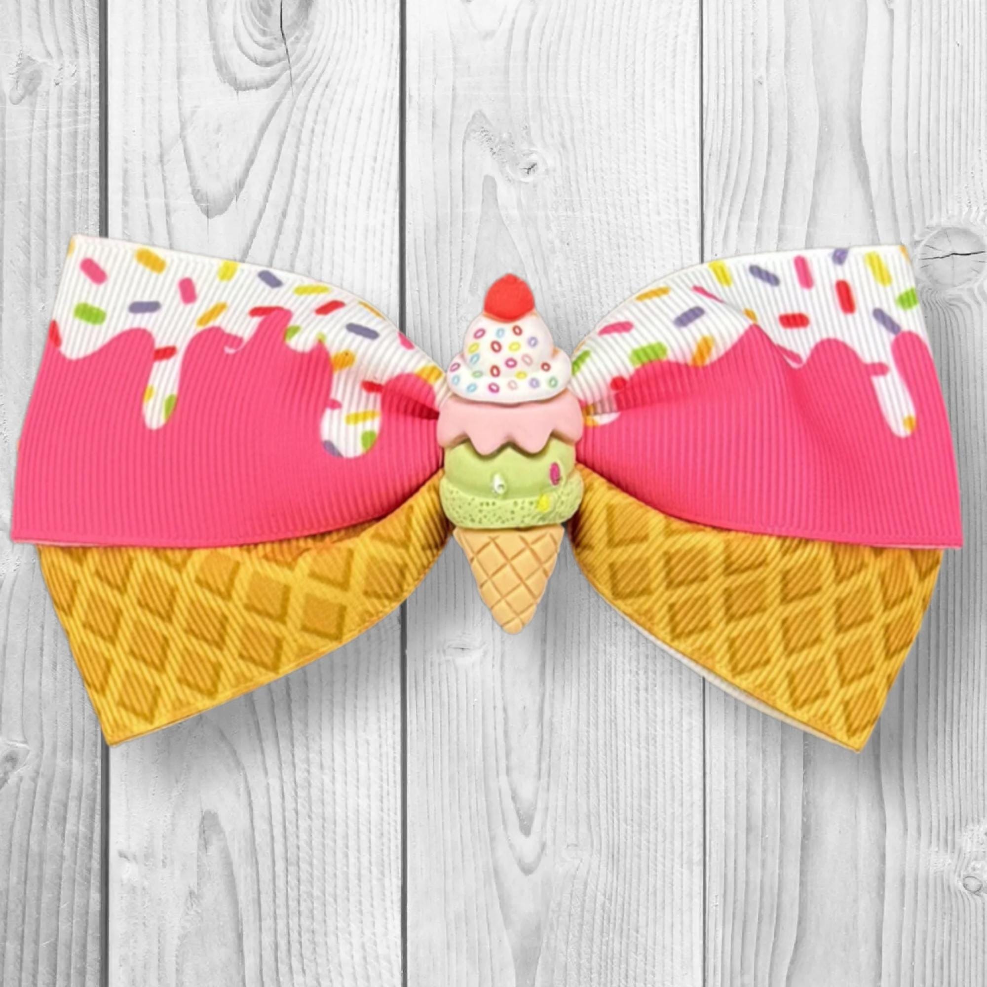 Girls/Toddler Sprinkle Ice Cream Cone Bow
