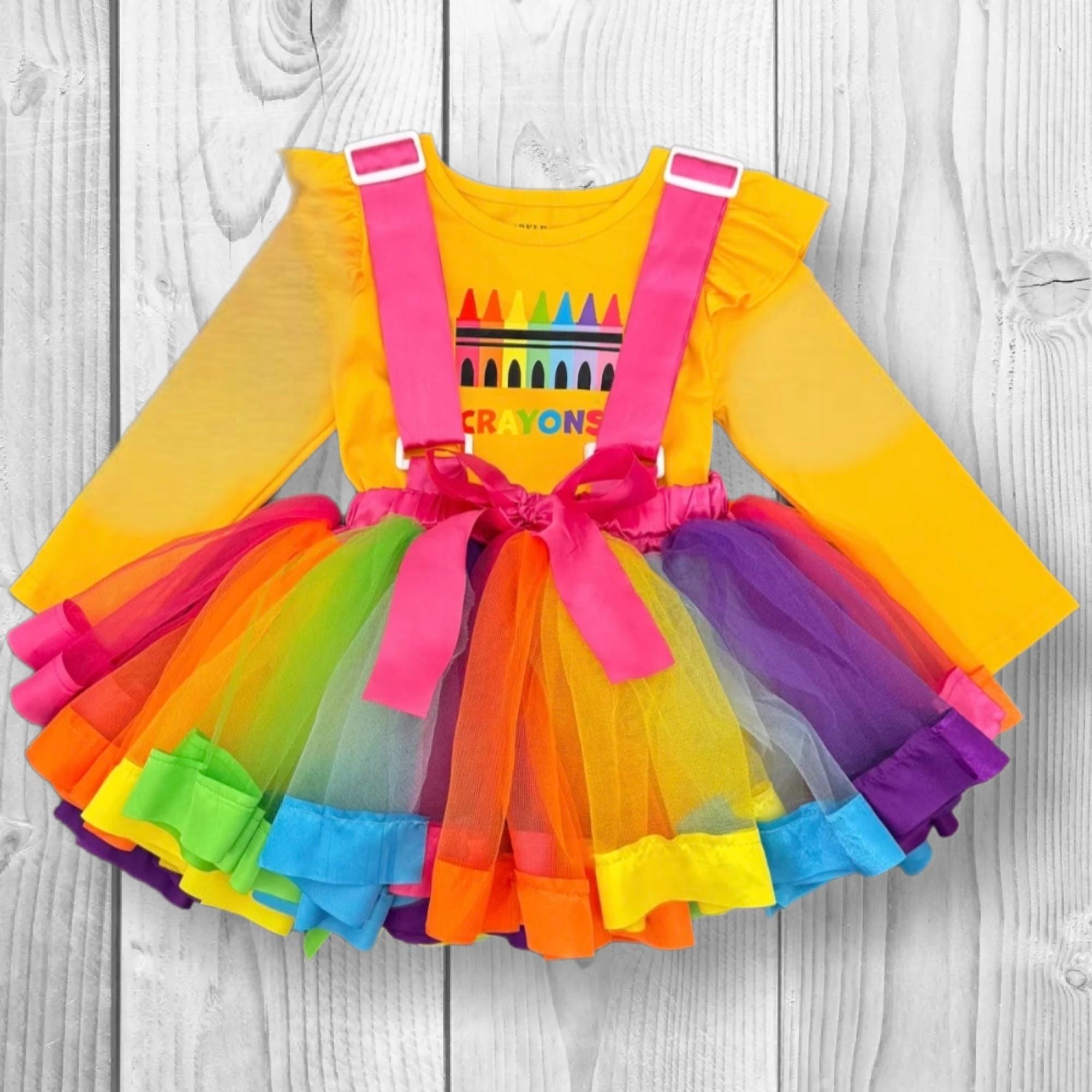 Girls/Toddler/Baby/Tween/Teen "Crayons" Tutu Suspender Skirt Costume Set