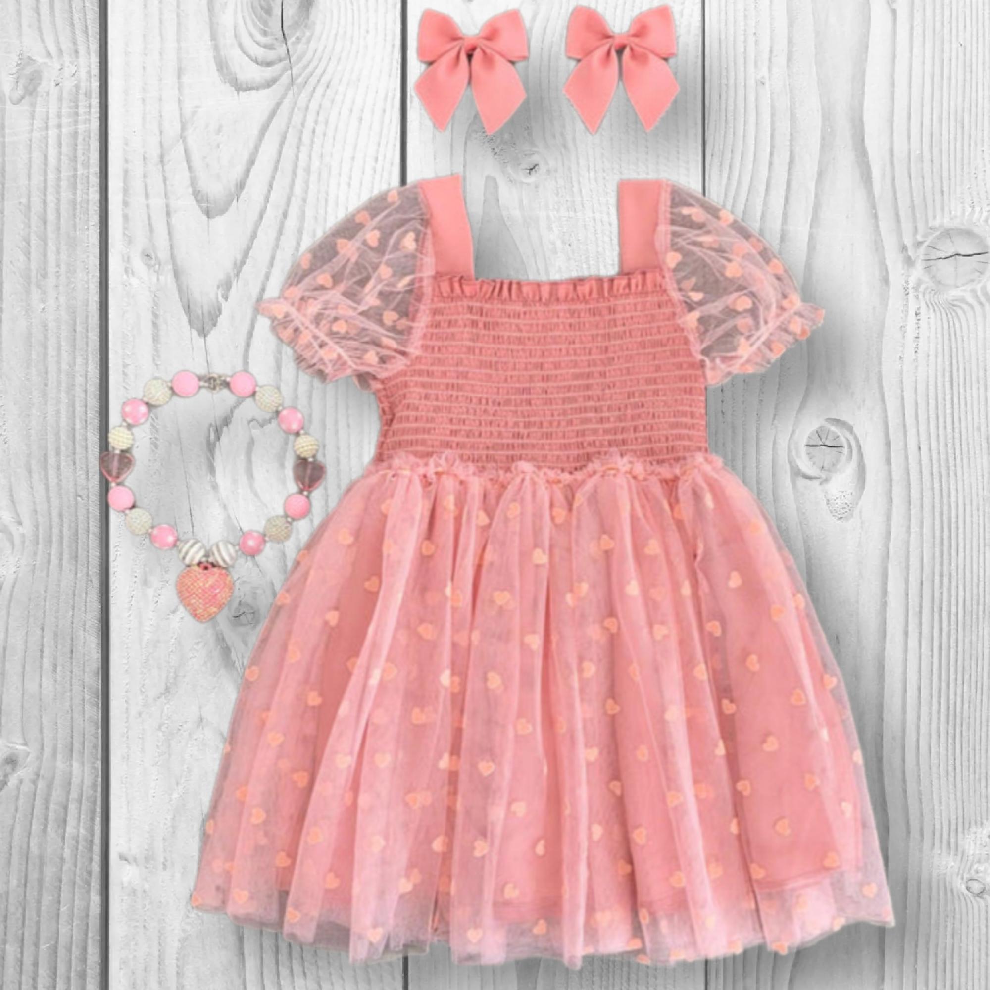 RESTOCKED! Girls/Toddler Heart Tulle Dress - Pink Or Red, 6-12 Months 12-18 Months 2T 3T 4T 5 6 7 8 10 12 14 16, Valentine's Day Boutique