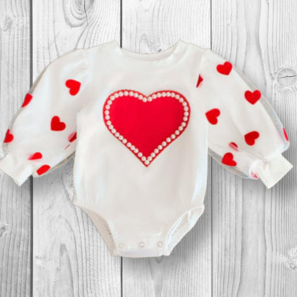 RESTOCKED! Girls/Toddler Hearts & Pearls Red Skirt Set Or Onesie 0-3, 3-6, 6-12 12-18 Months 2T 3T 4T 5 6 7 8 10 12 14 16, Boutique, White