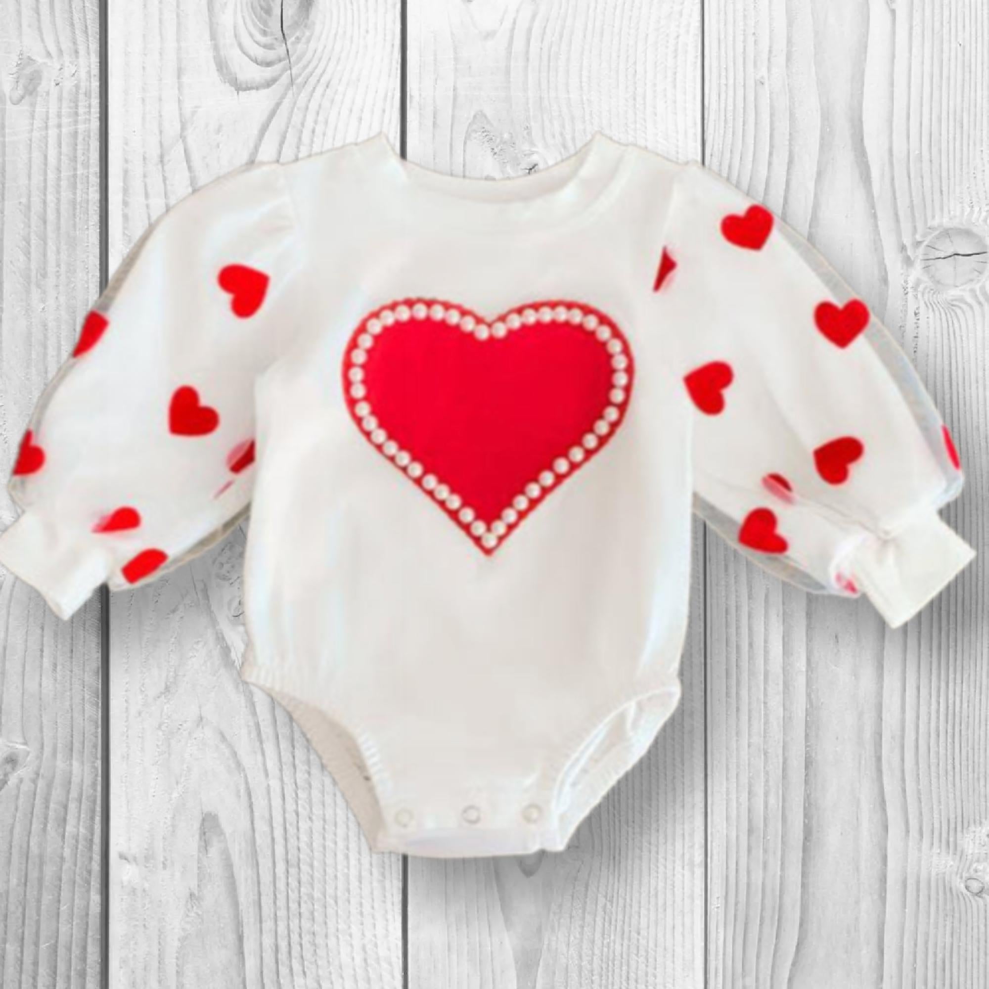 RESTOCKED! Girls/Toddler Hearts & Pearls Red Skirt Set Or Onesie 0-3, 3-6, 6-12 12-18 Months 2T 3T 4T 5 6 7 8 10 12 14 16, Boutique, White