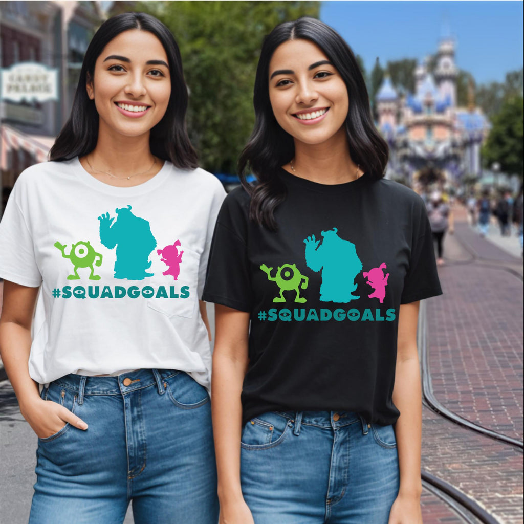Monster's Inc #SQUADGOALS T-shirt | Mike Sulley Boo Silhouettes, Unisex Fit, Matching Disneyland Disney World Tees, Black Or White