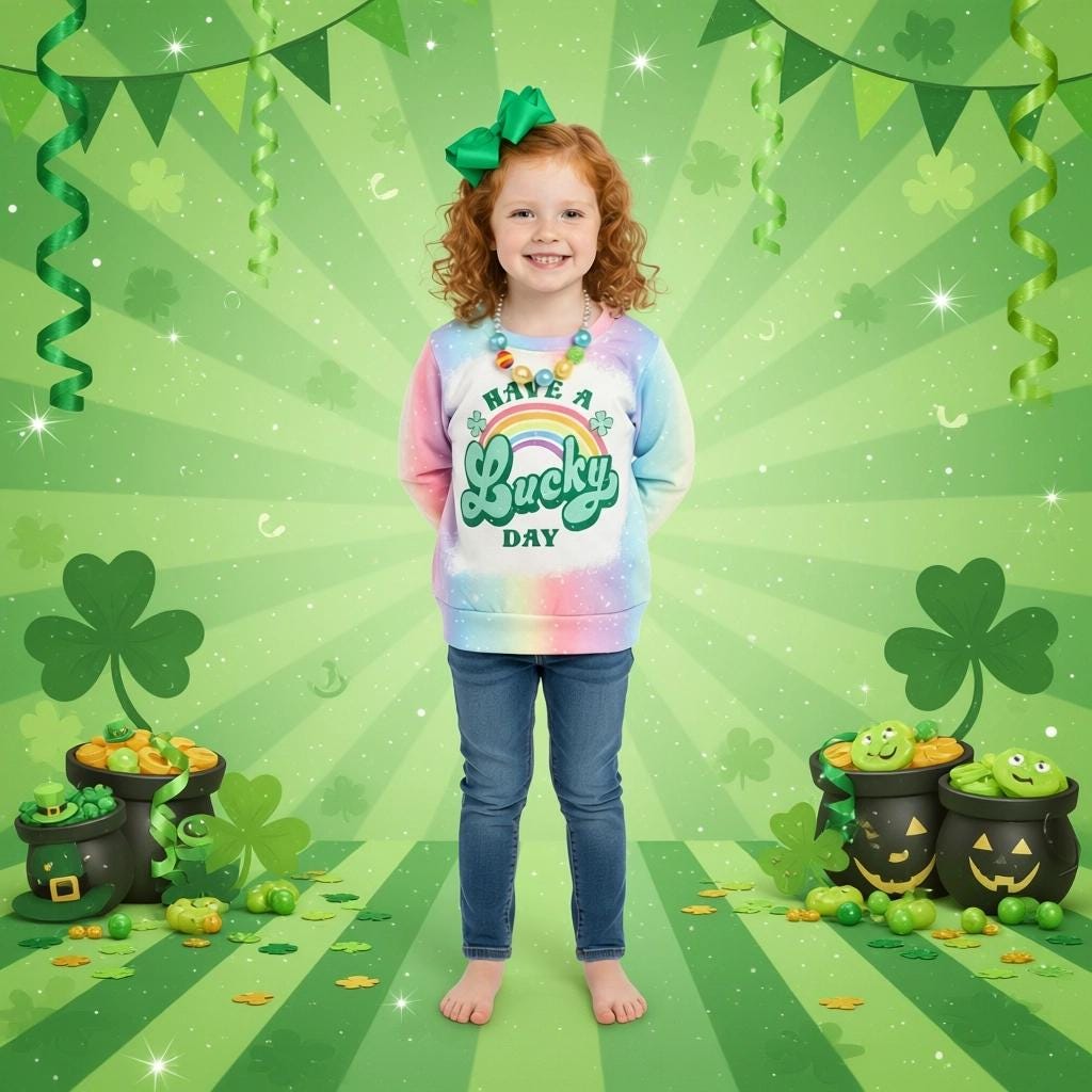 RESTOCKED! Girls/Toddler/Baby "Have A Lucky Day" Pastel Rainbow Top, 6-12 12-18 Months 2T 3T 4T 5 6 7 8 10 12 14, Boutique Shirt, St Paddy's