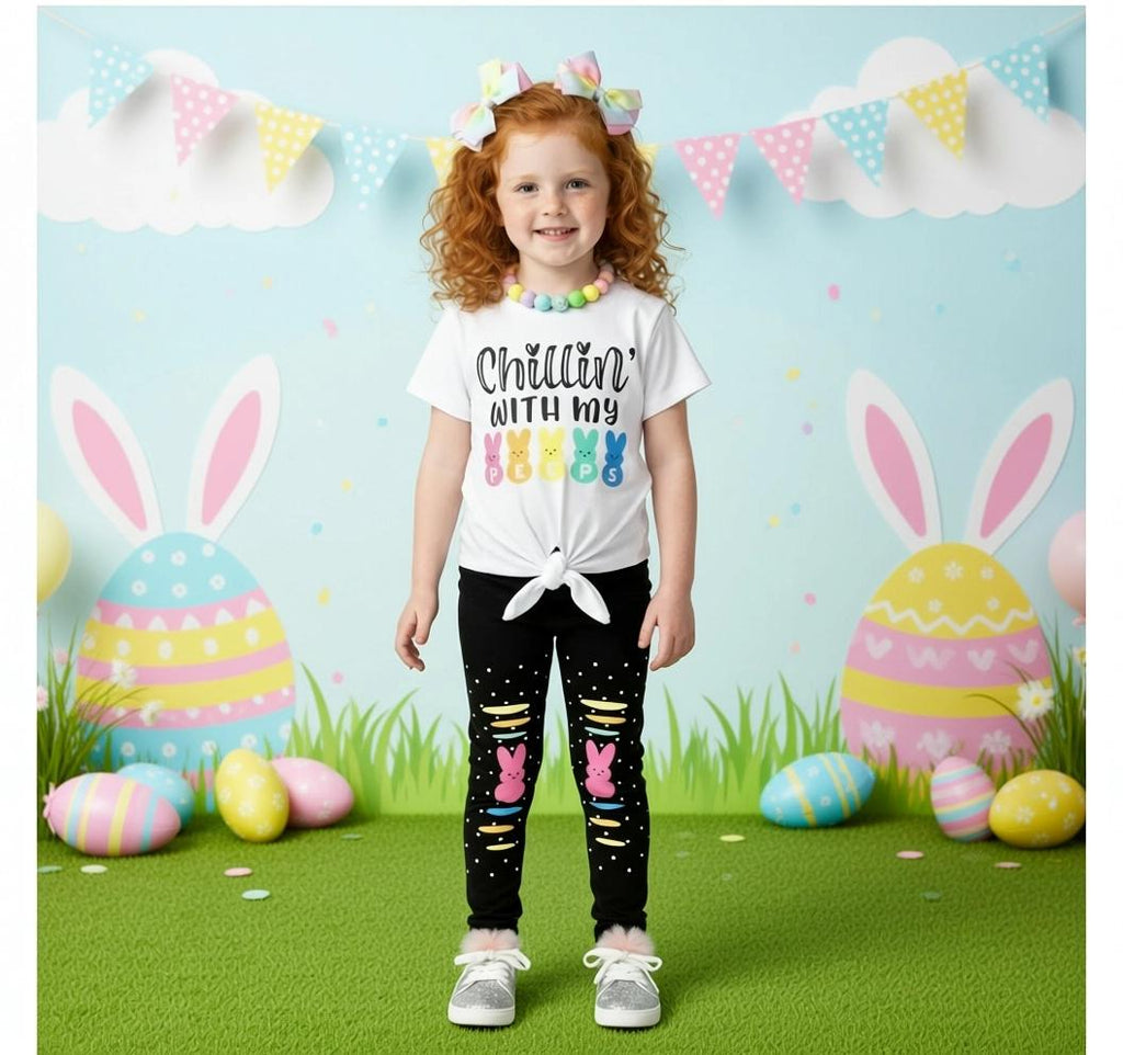 RESTOCKED! Girls/Toddler/Baby "Chillin' With My Peeps" Legging Set, Easter Outfit