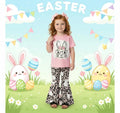 RESTOCKED! Girls/Toddler/Baby Pink Bunny Leopard Bell Bottom Set, Easter Outfit