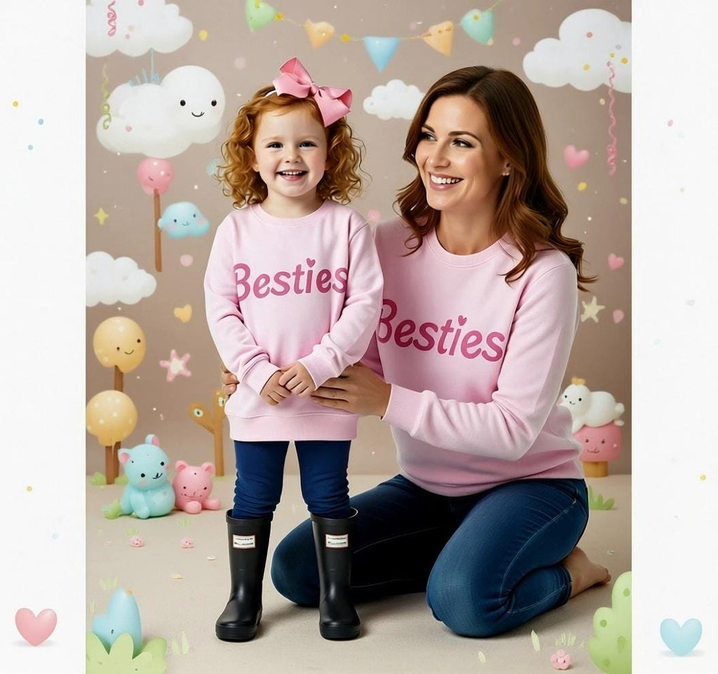 Mom & Me - "Besties" Pink Long Sleeve Top