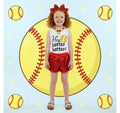 Girls/Toddler "Hey Batter Batter" Softball Sequin Short Set, 12-18 Months 2T 3T 4T 5 6 7 8 10 12 14, Red Game Day, Boutique Spring Summer
