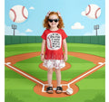 RESTOCKED! Girls/Toddler/Baby "At The Ballpark Is Where I Spend Most Of My Days" Baseball Short Set, 6M 12M 18M 2T 3T 4T 5 6 7 8 10 12 14 16